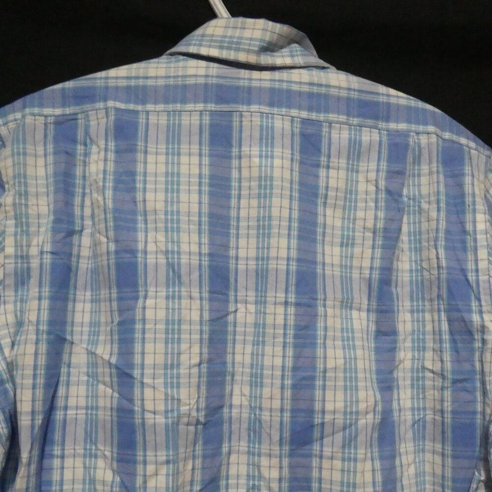 U.S. POLO ASSN. | medium | Plaid Button-Up Blue and White Short Sleeve Shirt - Picture 11 of 16